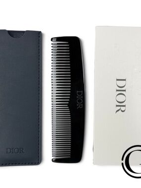 Dior Hair Comb in Navy Leather Sleeve NIB Black Pocket Comb Peigne a Cheveux